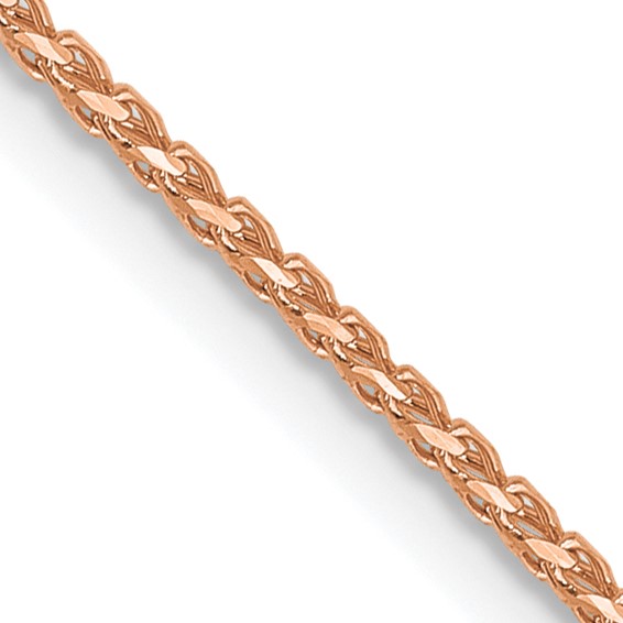 Solid 14K Rose Gold 16" Diamond Cut Open Franco Chain, 0.95mm, 1.98 Grams