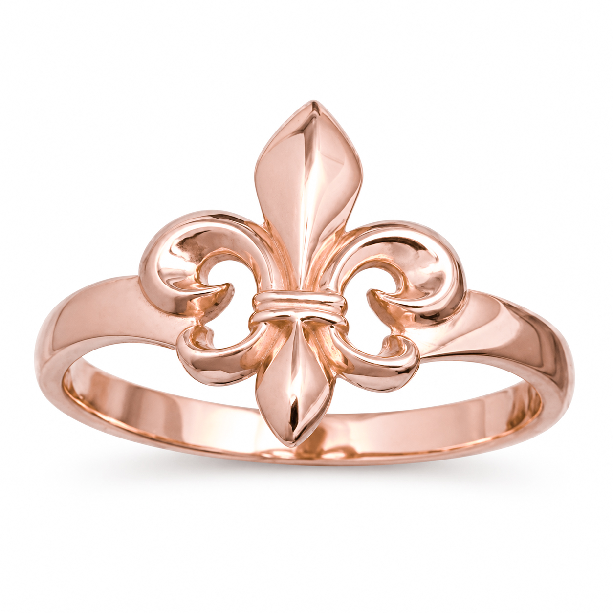 Solid 14K Rose Gold Fleur de Lis Ring, Sizes 3 - 12, French Lily Ring