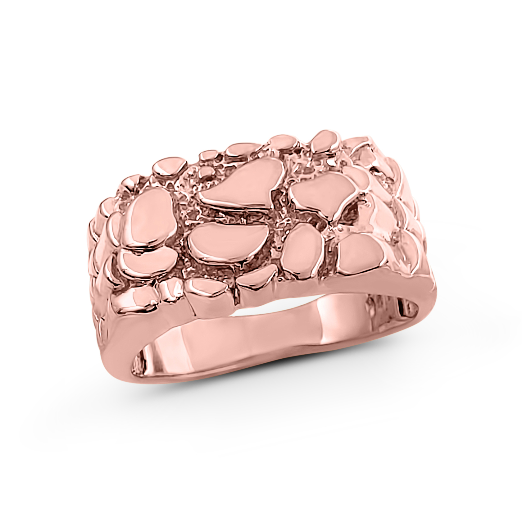 Solid 14K Rose Gold Nugget Ring Gold Nugget Jewelry, Size 5 - 15, 11mm Classic