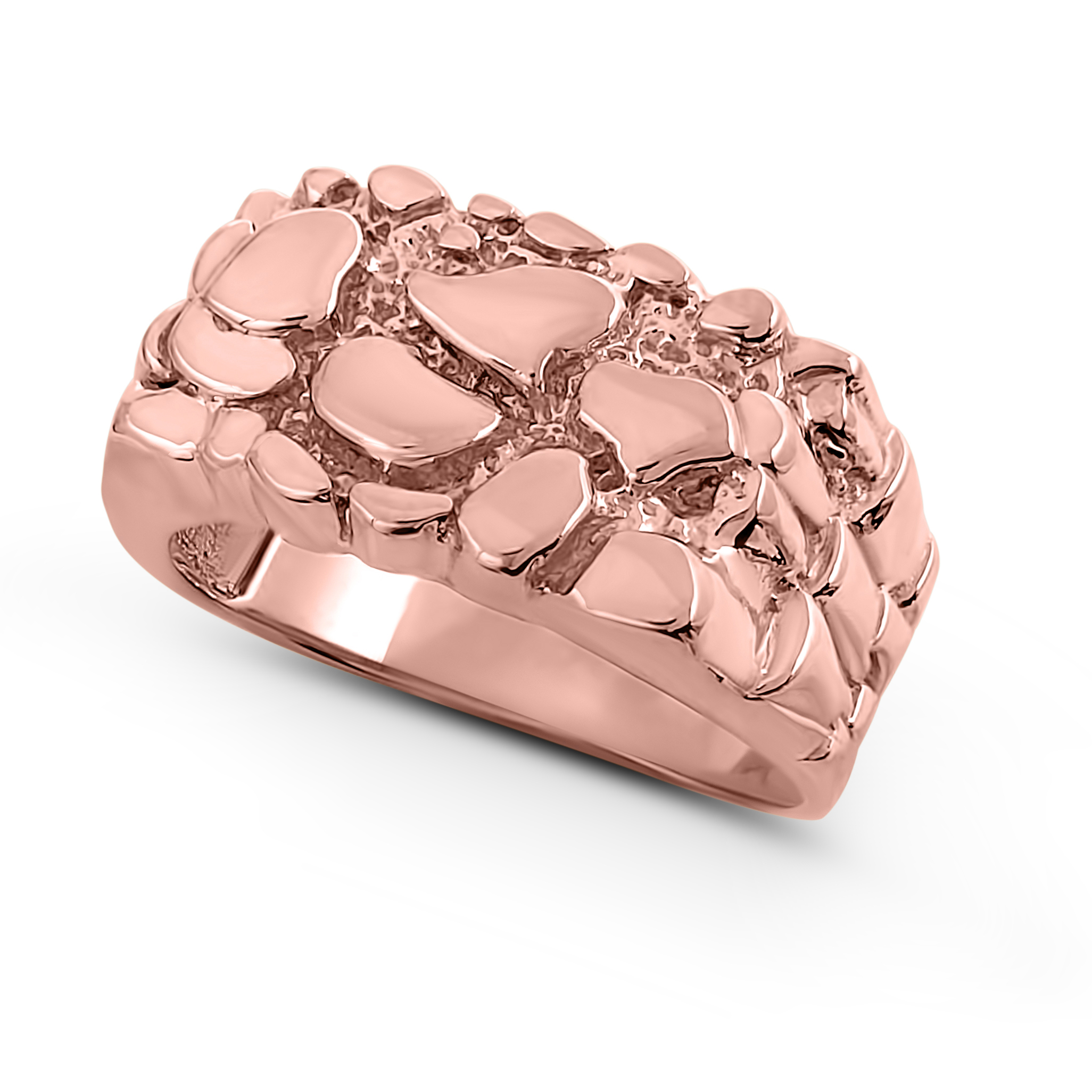 Solid 14K Rose Gold Nugget Ring Gold Nugget Jewelry, Size 5 - 15