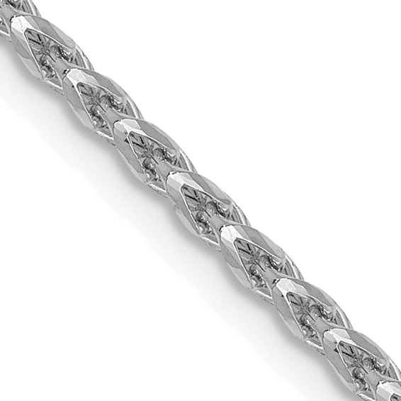 Solid 14K White Gold 18" Diamond Cut Open Franco Chain, 1.6mm, 5.58 Grams