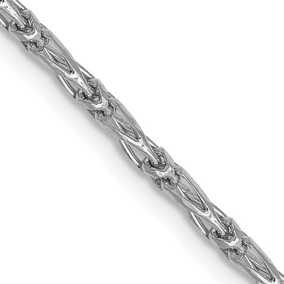 Solid 14K White Gold 18" Diamond Cut Open Long Link Franco Chain, 1.6mm, 5.30 Grams