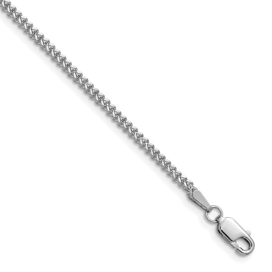 Solid 14K White Gold 18" Franco Chain, 1.5mm, 7.9 Grams