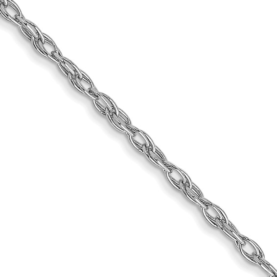 Solid 14K White Gold 24" Rope Chain, 1.35mm, 2.29 Grams