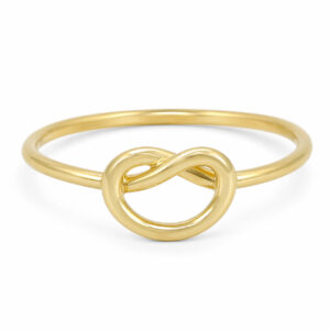 Solid 14K Women's Yellow Gold Love Knot Ring Dainty Thin Band Sizes 1 - 12, Midi