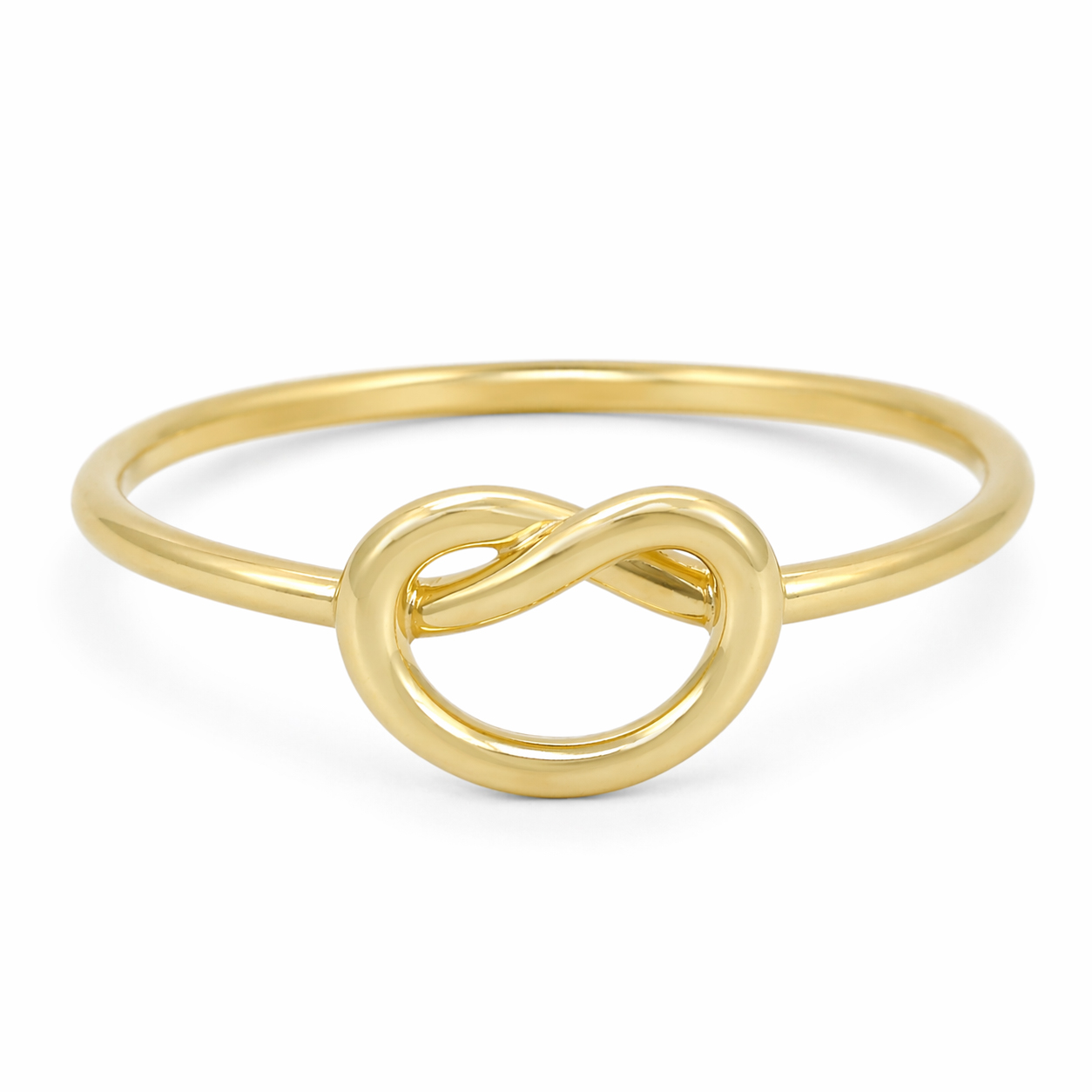 Solid 14K Women's Yellow Gold Love Knot Ring Dainty Thin Band Sizes 1 - 12, Midi