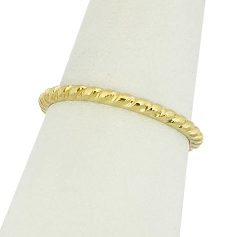 Solid 14K Women's Yellow Gold Twist Ring Gold Stacking Ring Midi Size 1-12
