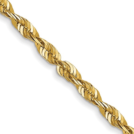 Solid 14K Yellow Gold 22" Diamond Cut Rope Chain, 1.8mm,  3.9 Grams