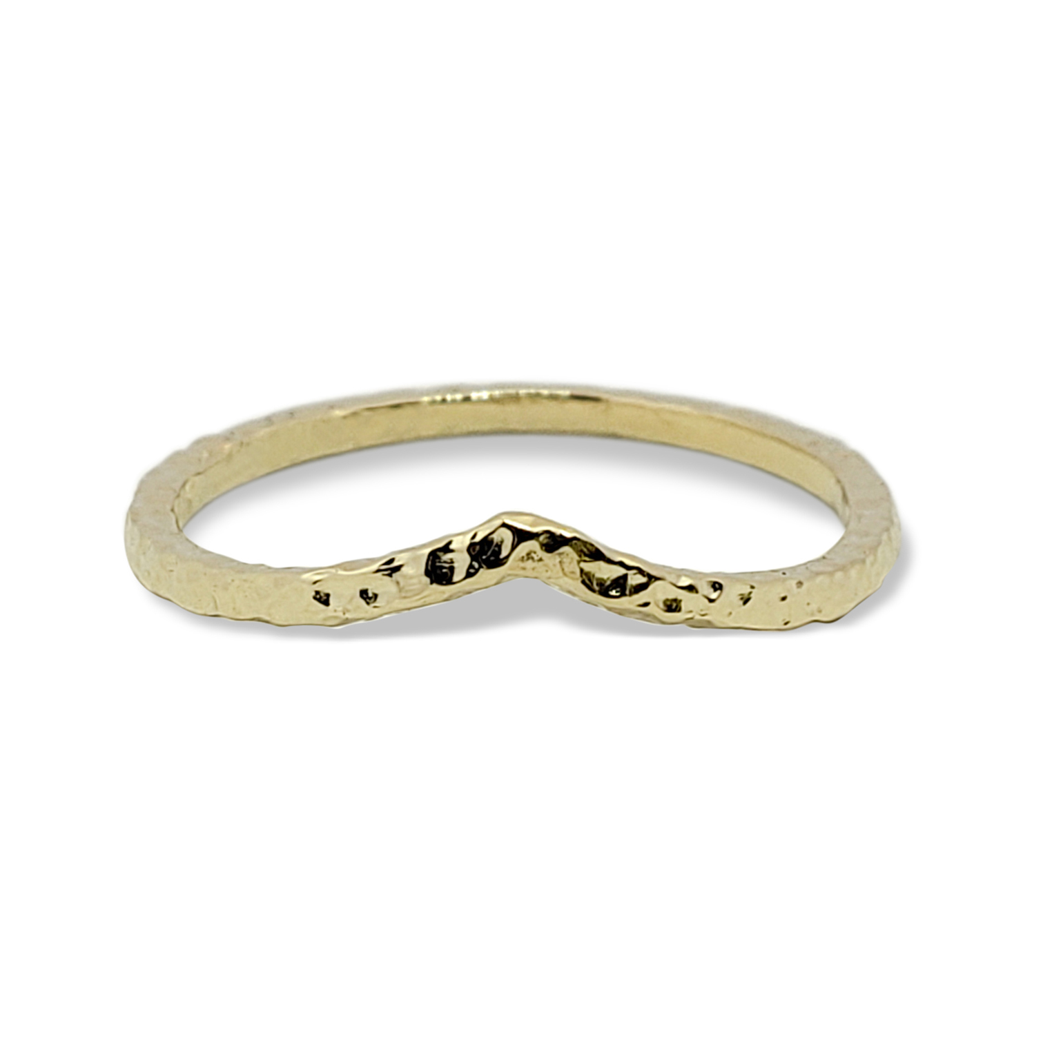 Solid 14K Yellow Gold Hammered Ring Gold Chevron Ring Size 1 - 12