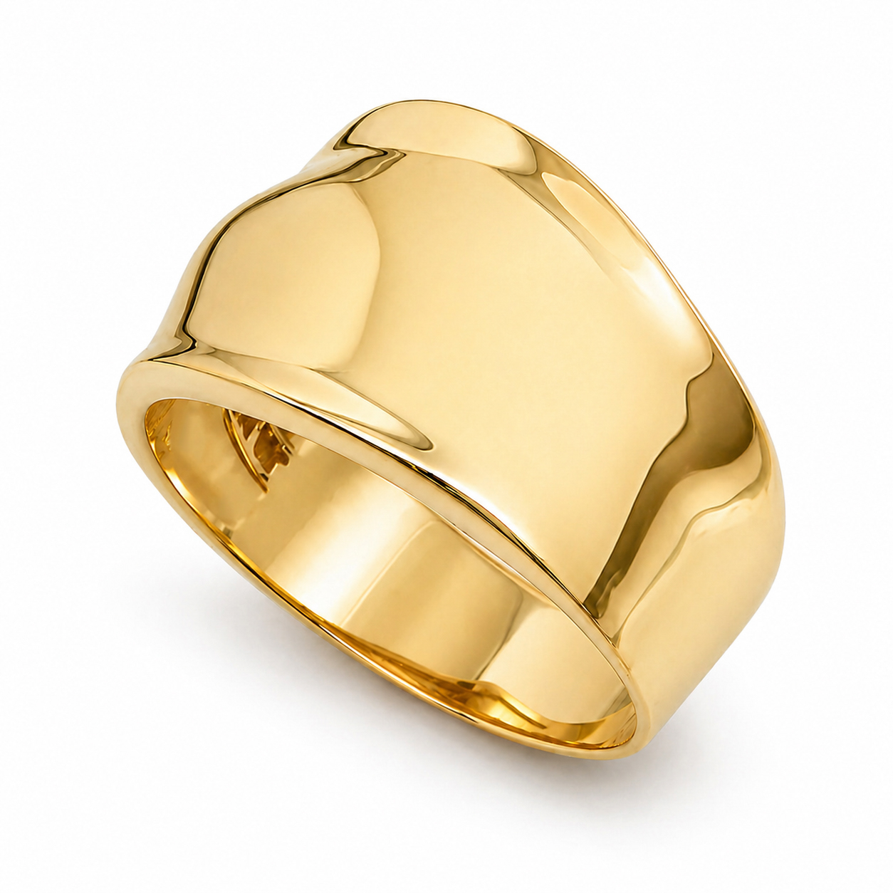 Solid 18K Gold Dome Ring, Yellow Gold Cigar Ring 13mm Sizes 5 - 12