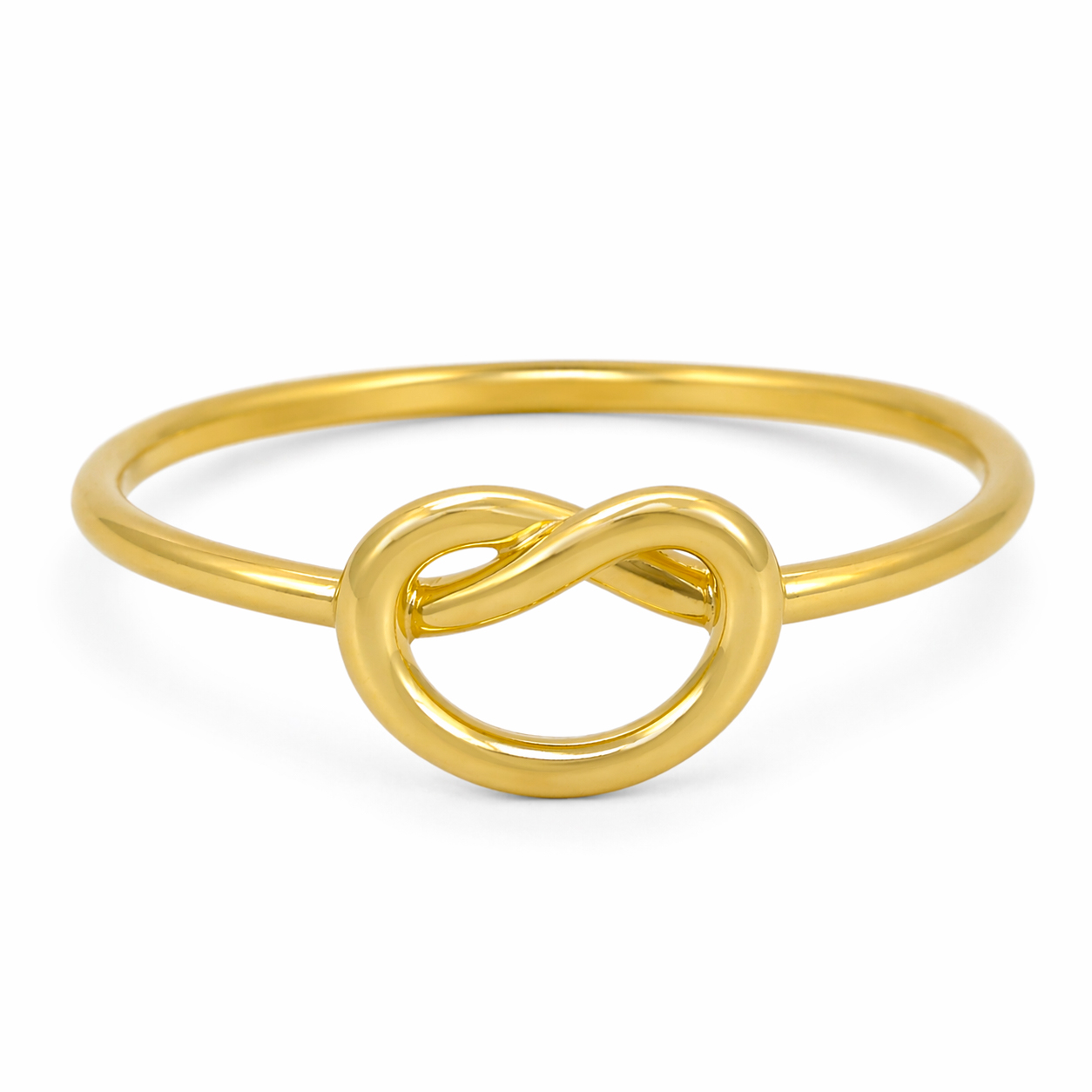 Solid 18K Women's Yellow Gold Love Knot Ring Dainty Thin Band Sizes 1 - 12, Midi