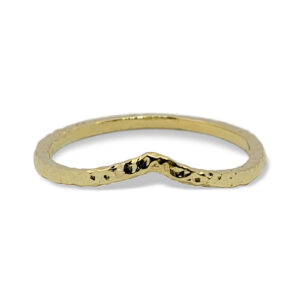 Solid 18K Yellow Gold Hammered Ring Gold Chevron Ring Size 1 - 12