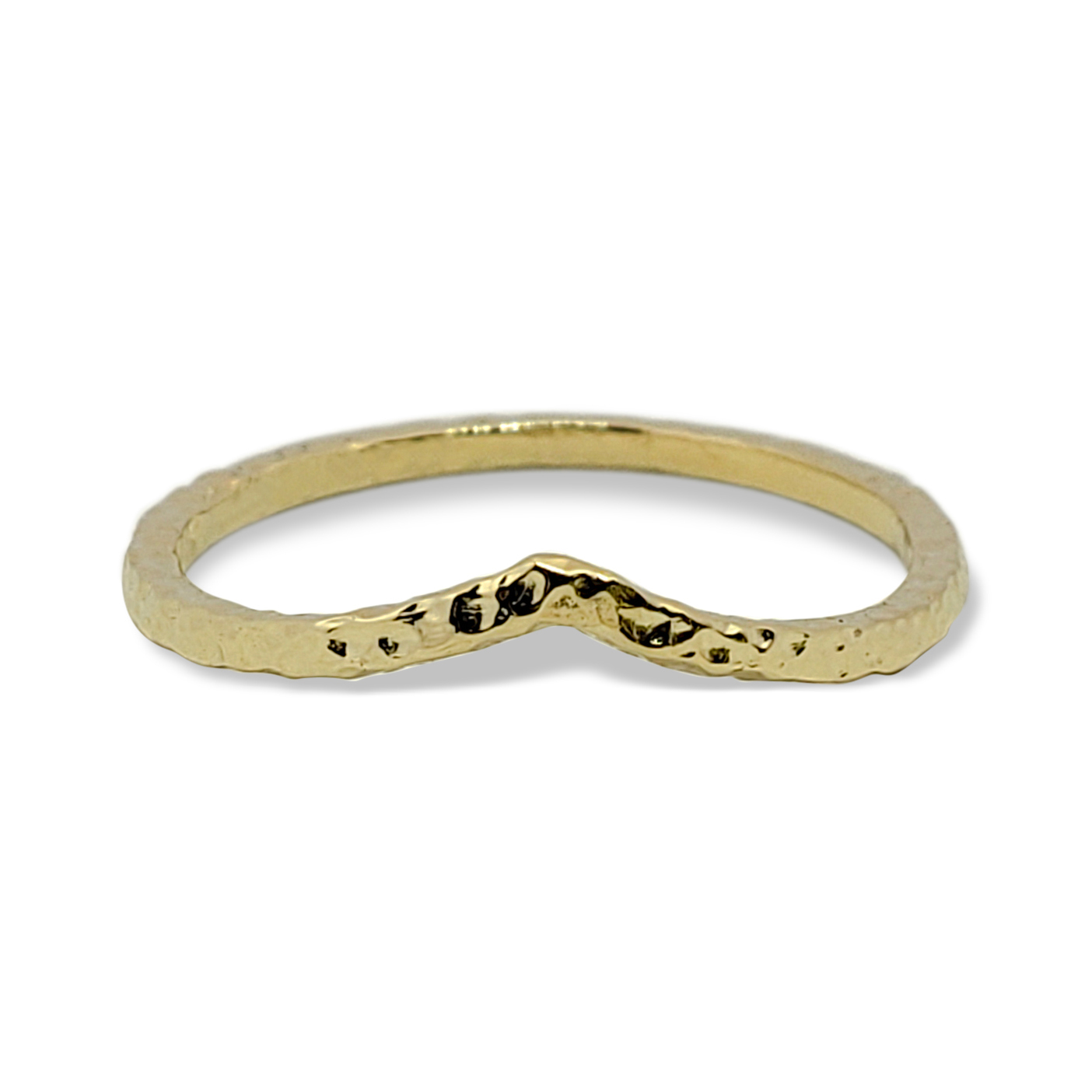 Solid 18K Yellow Gold Hammered Ring Gold Chevron Ring Size 1 - 12