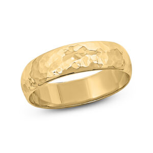Solid 18K Yellow Gold Hammered Ring Handmade 5mm Hammer Texture Band, Real Gold Wedding Band