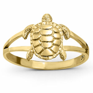 Solid 10K Women's Yellow Gold Ring Gold Turtle Ring, Sizes 3 - 12