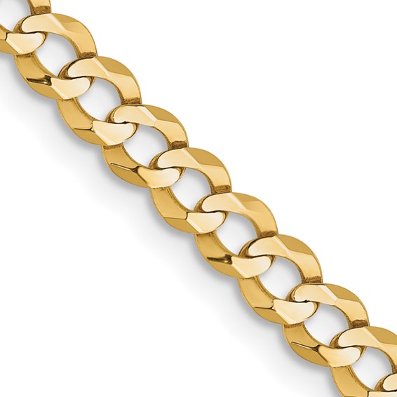 Solid 14K Yellow Gold 16" Flat Miami Cuban Chain, 3.7mm, 6.26 Grams
