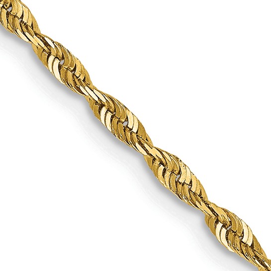14K Yellow Gold 22" Diamond Cut Rope Chain, 2mm,  5.2 Grams