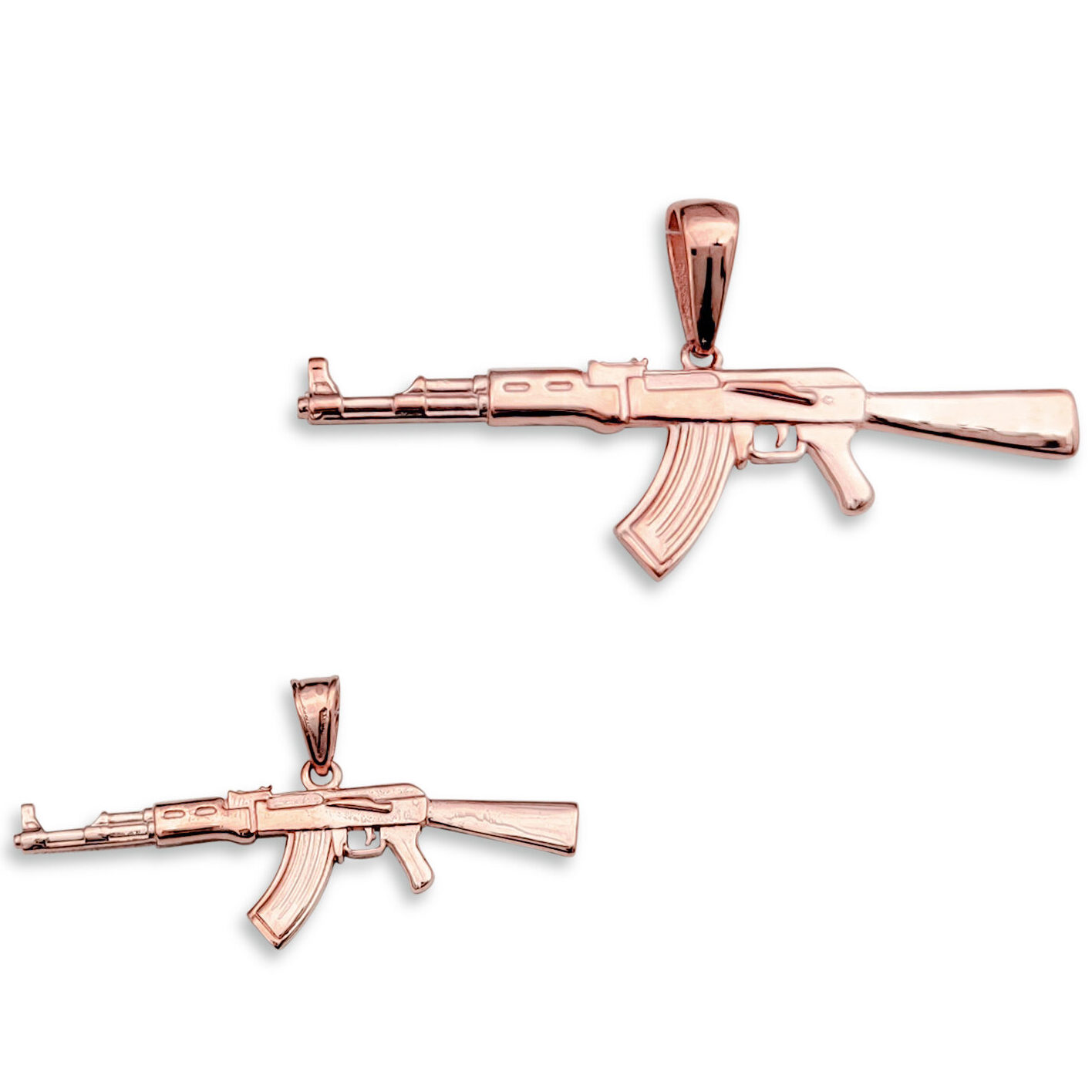 Solid 18K Rose Gold AK-47 Pendant, Real Gold Gun Pendant AK47