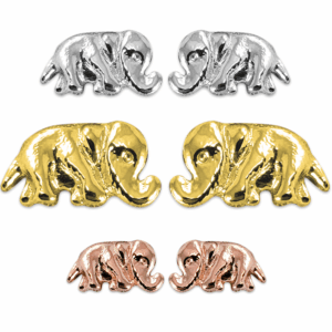 Solid 14K Rose Gold Elephant Earrings, Elephant Jewelry, Stud Earrings All Sizes