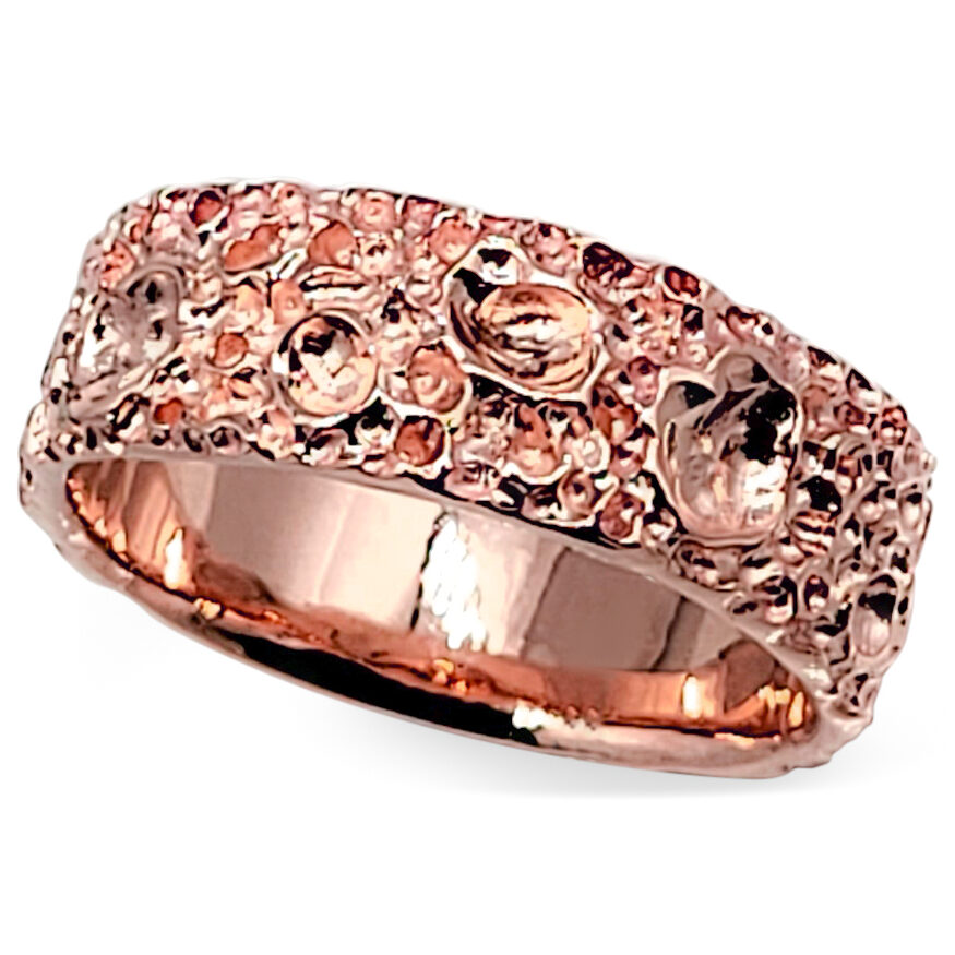 10K Rose Gold Moon Surface Ring, Gold Moon Crater Ring, 7mm Gold Wedding Band