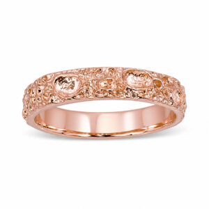 10K Rose Gold Moon Surface Ring, Gold Moon Crater Ring, 4mm Gold Wedding Band