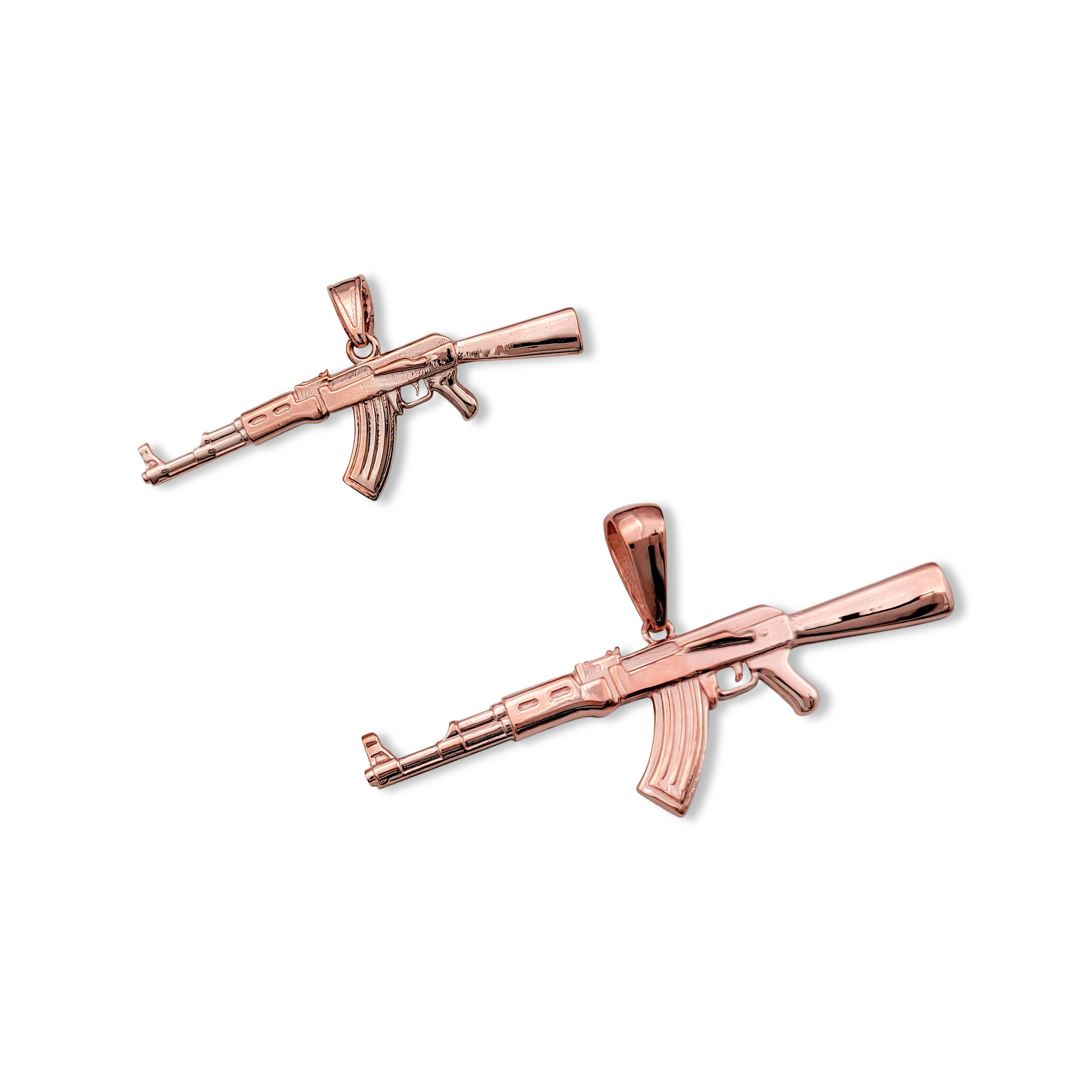 Solid 10K Rose Gold AK-47 Pendant, Real Gold Gun Pendant AK47