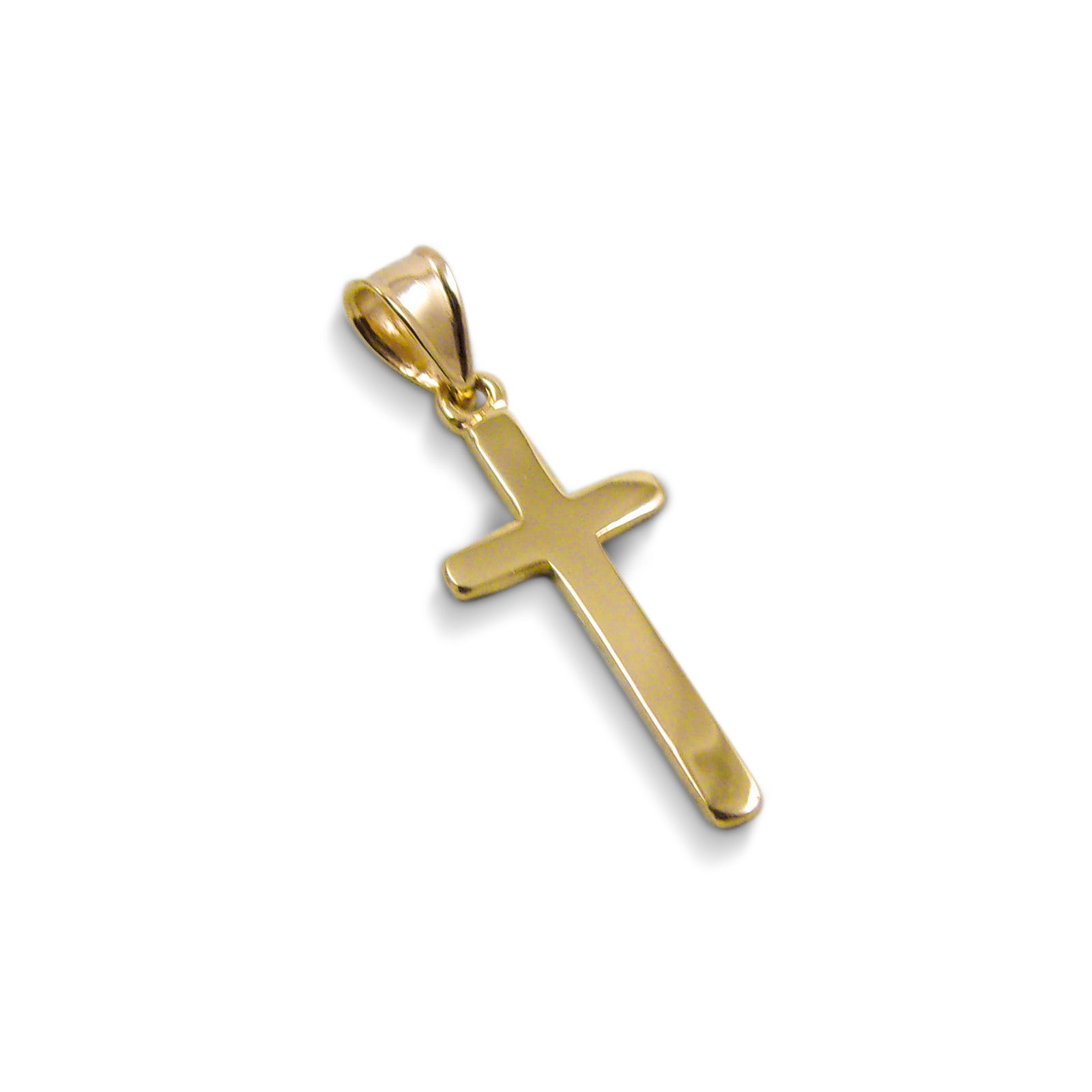 Solid 10K Yellow White or Rose Gold Plain Cross Handmade Small Gold Cross Pendant, 3/4 Long