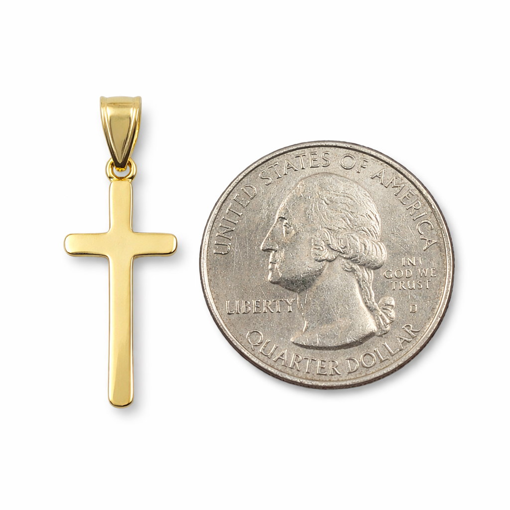 Solid 10K Yellow Gold Plain Cross Handmade Small Gold Cross