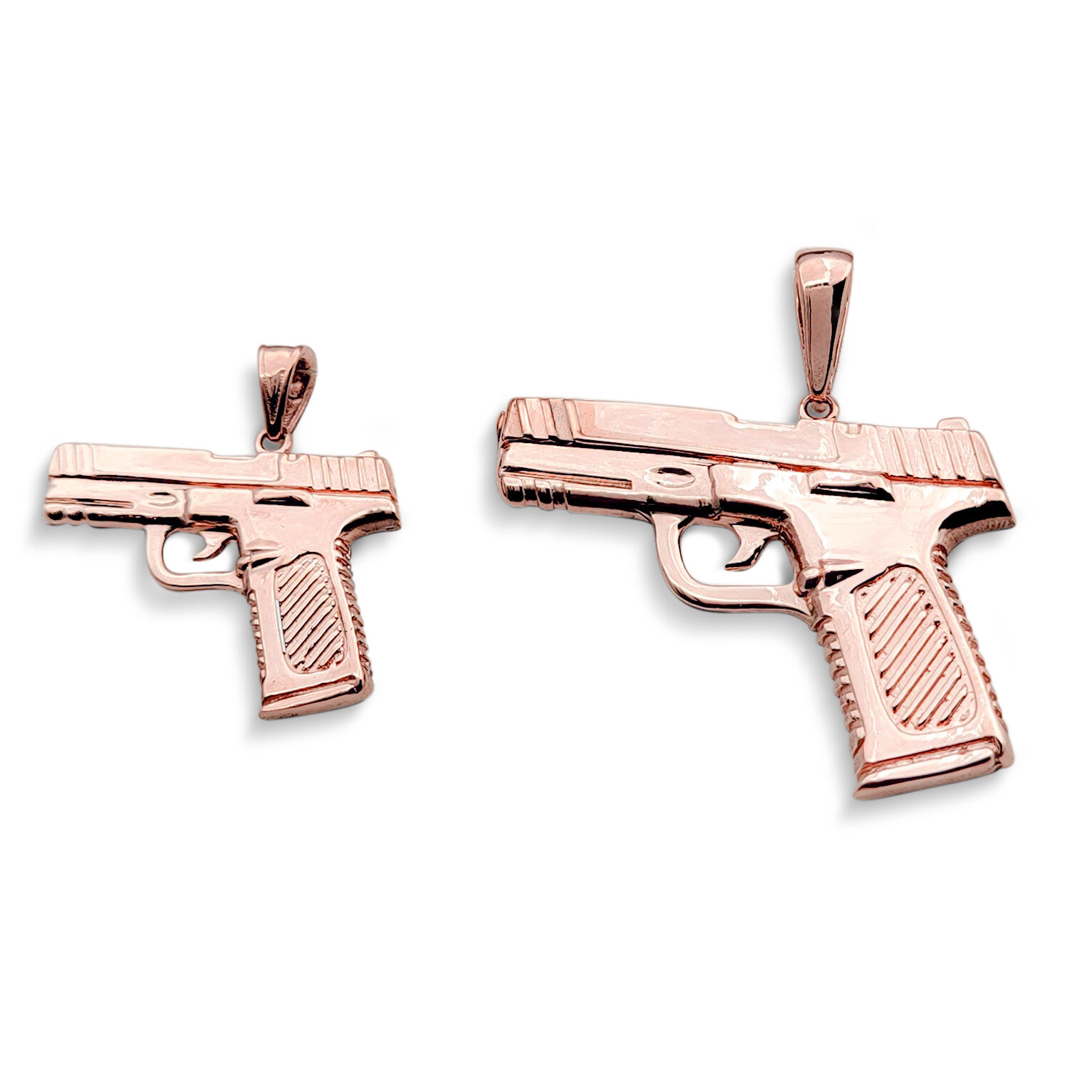 Solid 10K Rose Gold 9mm Pistol Pendant, Real Gold Gun Pendant