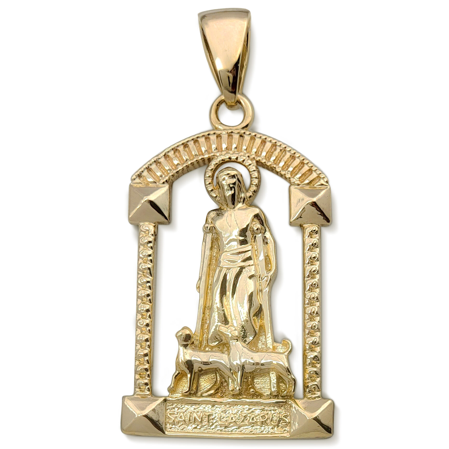 Real 18K Yellow Gold Saint Lazarus Pendant, 16.2 grams, 1.75" Solid Gold San Lazaro