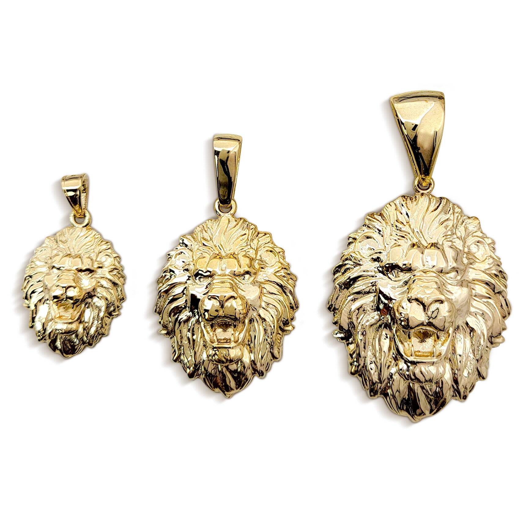 Real 14K Yellow Gold Lion Pendant, 3 Sizes, Solid Gold Leo Pendant