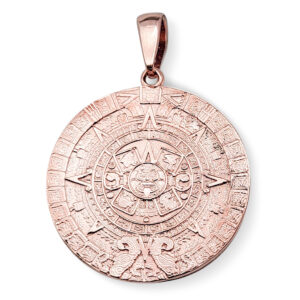 Real 10K Rose Gold Aztec Mayan Calendar Pendant 3 Sizes Calendario Charm