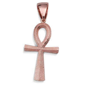 Real 14K Rose Gold Ankh Pendant, 3 Sizes, Diamond Cut Solid Gold Egyptian Cross