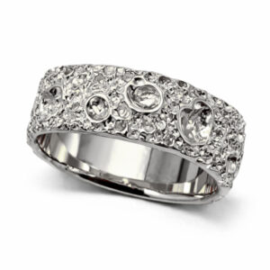 14K White Gold Moon Surface Ring, Gold Moon Crater Ring, 7mm Gold Wedding Band