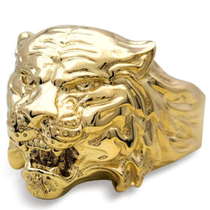 Real 14K Yellow Gold Tiger Ring XXL Heavy Mens Gold Tiger Head Ring Size 5 - 15