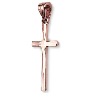 Solid 14K Rose Gold Classic Handmade Starburst Gold Cross Pendant, 0.9" long