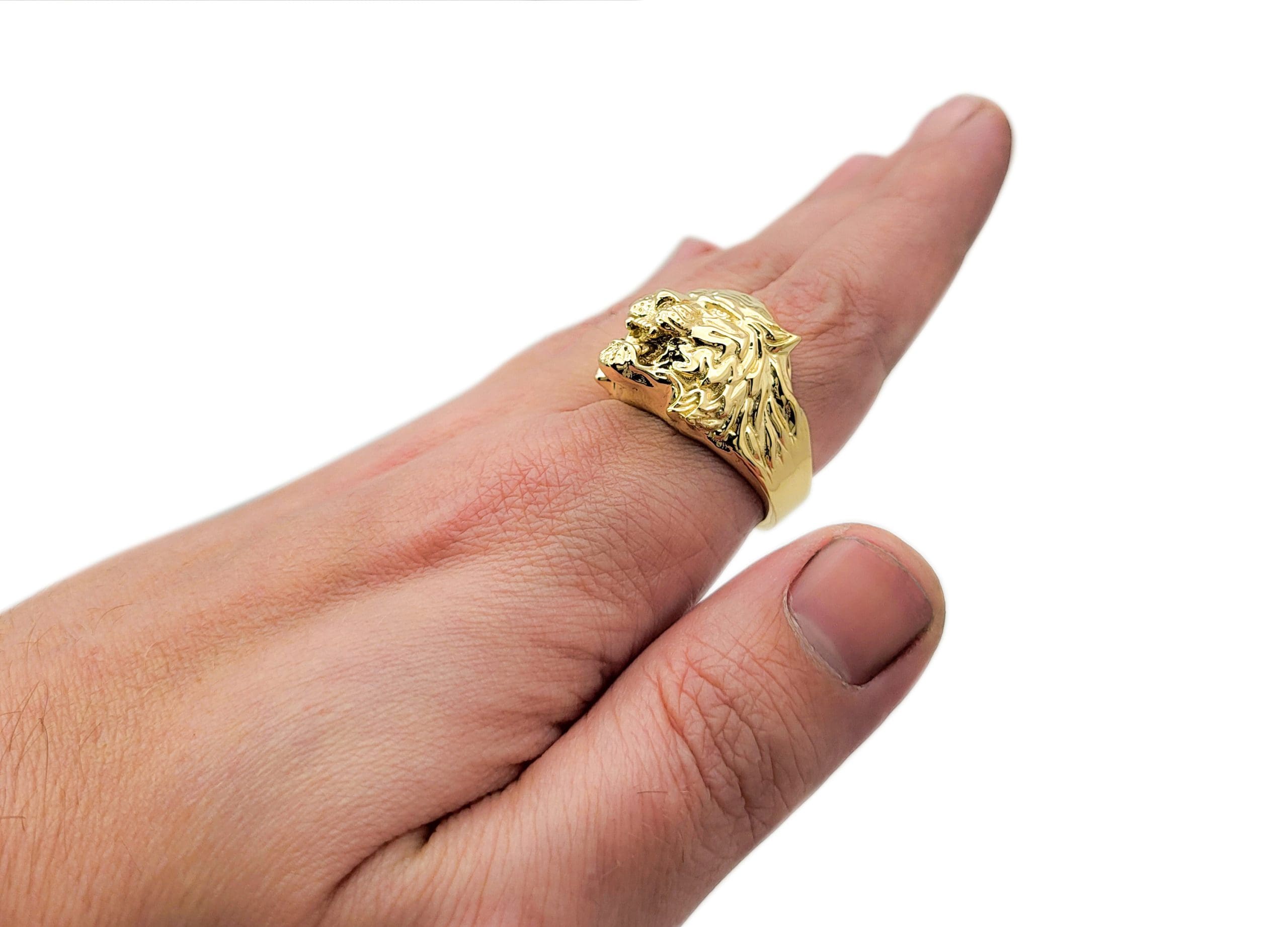Real 10K Yellow Gold Tiger Ring XXL Heavy Mens Gold Tiger Head