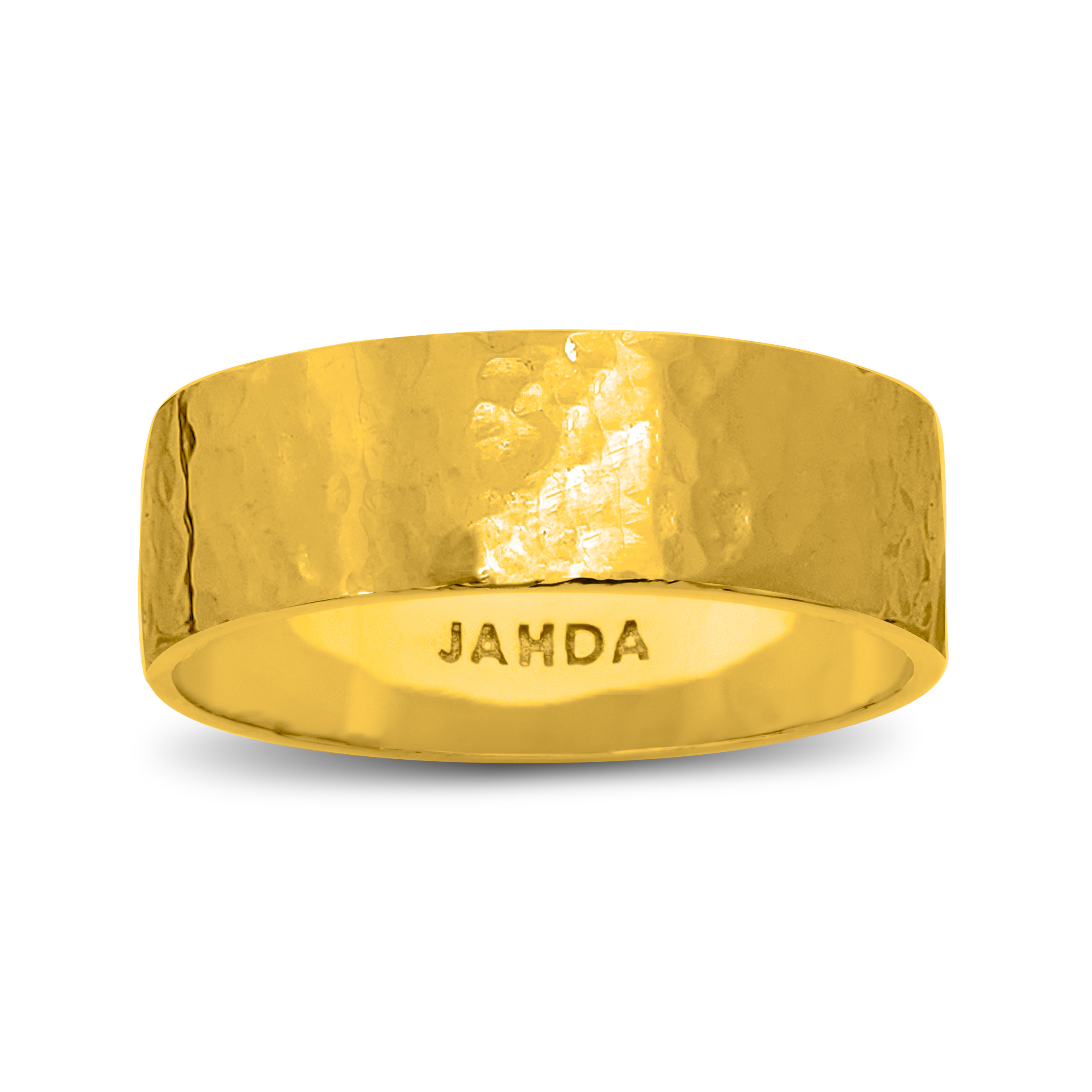 Solid 24K Yellow Gold Hammered Ring 7mm Size 3 - 12 Wide Gold Band