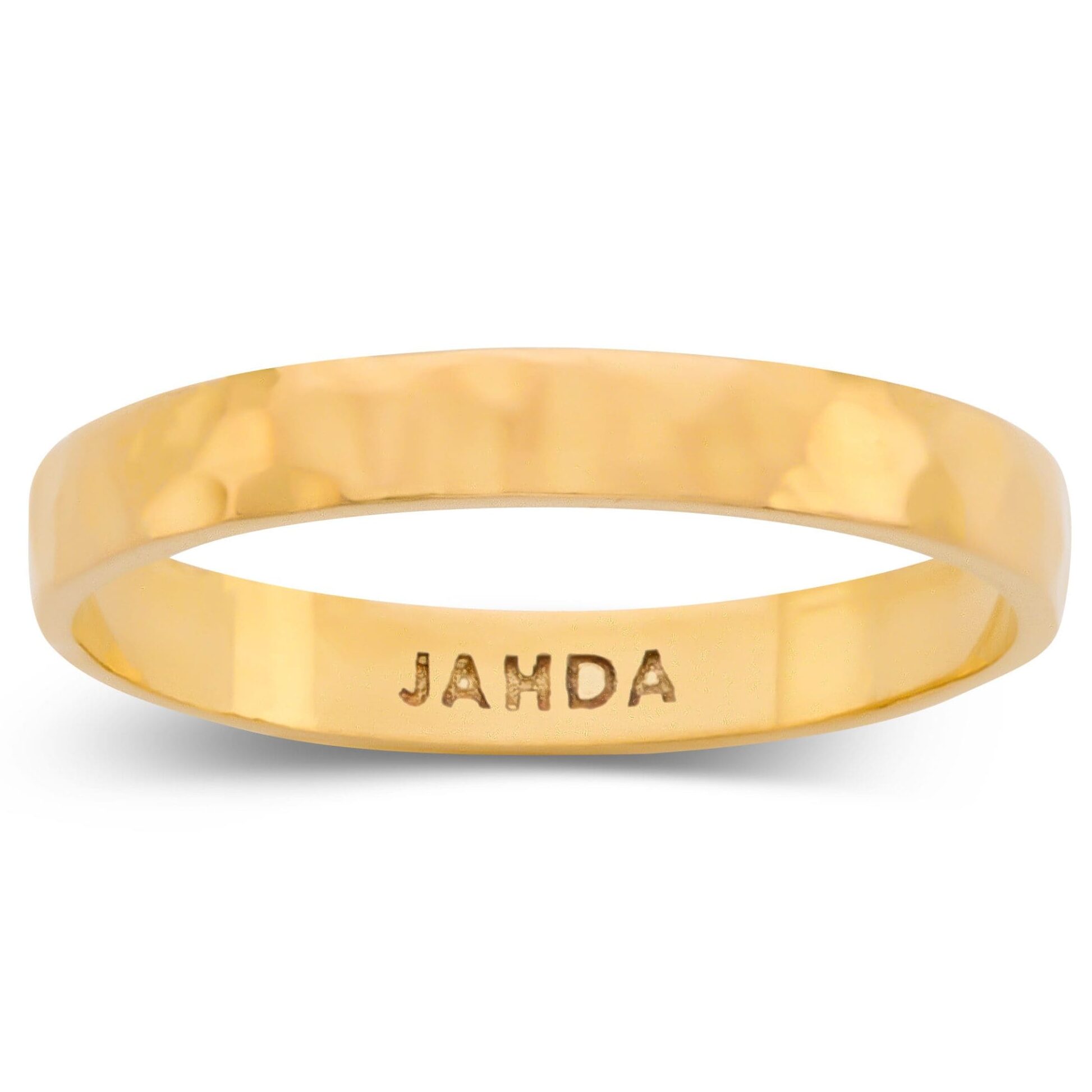 Solid 18K Yellow Gold Hammered Ring 3mm Size 1 - 15 Midi Faceted Stack Band