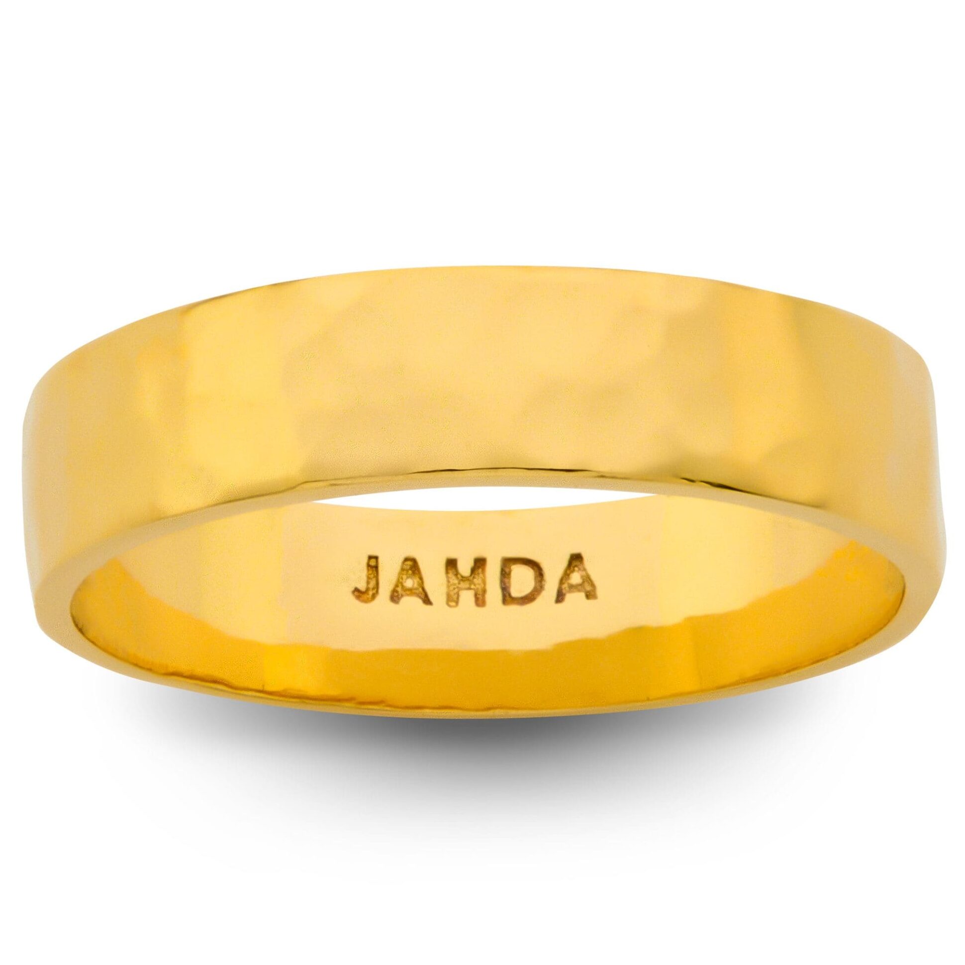 Solid 24K Yellow Gold Hammered Ring 5mm Size 3 - 12 Faceted Band