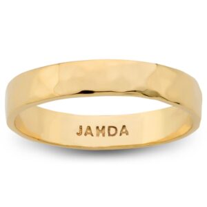 Solid 18K Yellow Gold Hammered Ring 4mm Size 3 - 15 Faceted Stack Band