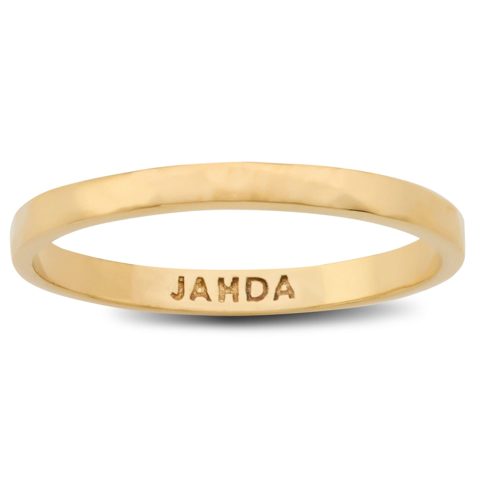 Solid 18K Yellow Gold Hammered Ring 2mm Size 1 - 15 Thin Gold Ring Midi Stack Band