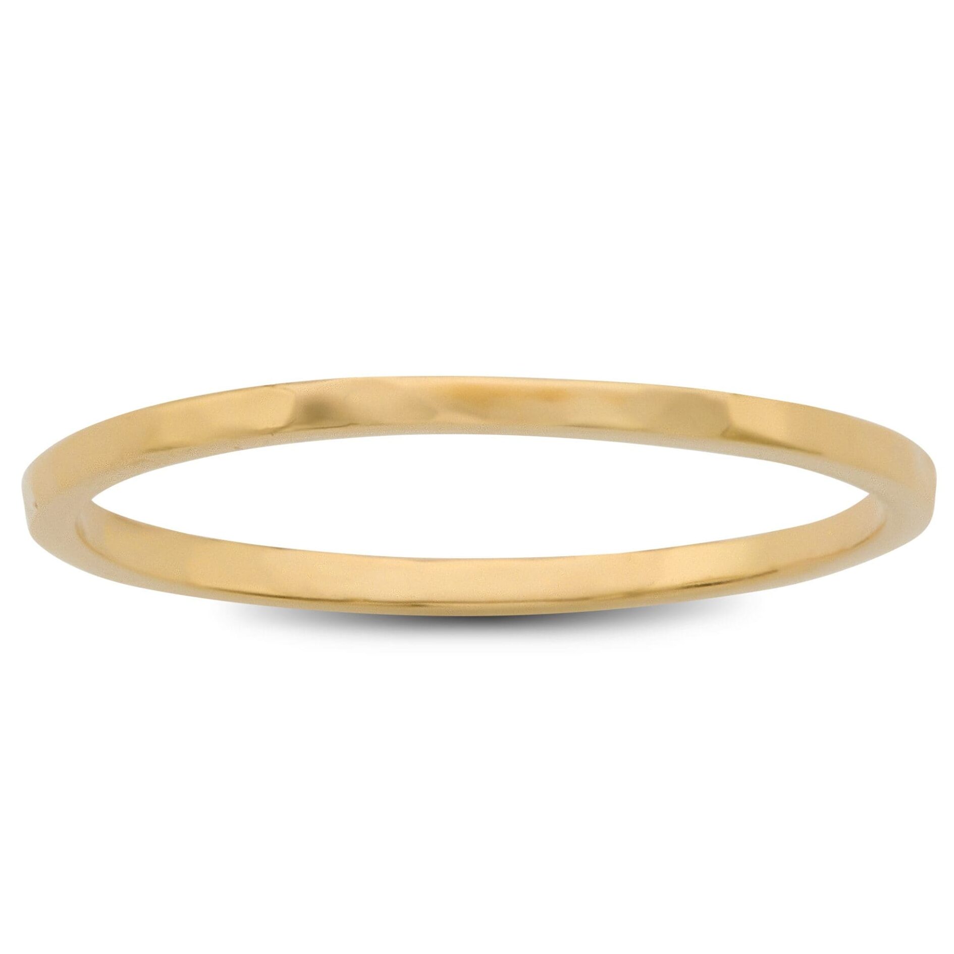 Solid 18K Yellow Gold Hammered Ring 1mm Size 1 - 15 Thin Gold Ring Midi Stack Band