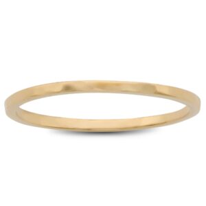 Solid 14K Yellow Gold Hammered Ring 1mm Size 1 - 15 Thin Gold Ring Midi Stack Band