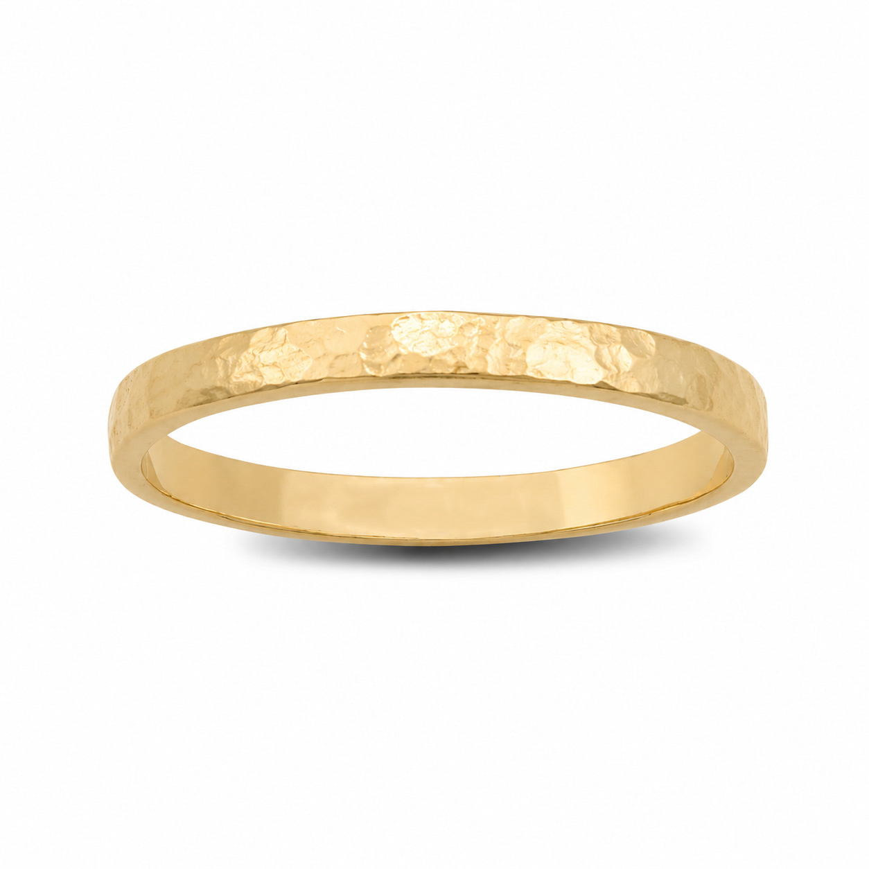 Solid 10K Yellow Gold Hammered Ring 2mm Size 1 - 15 Thin Gold Ring Midi Stack Band