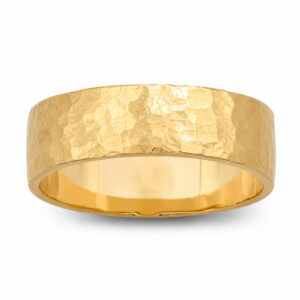 Solid 10K Yellow Gold Hammered Ring 6mm Size 3 - 15 Wide Gold Band