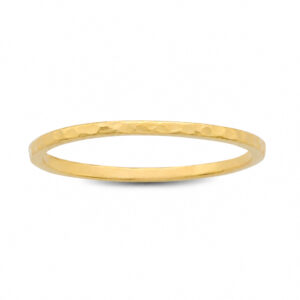 Solid 14K Yellow Gold Hammered Ring 1mm Size 1 - 15 Thin Gold Ring Midi Stack Band