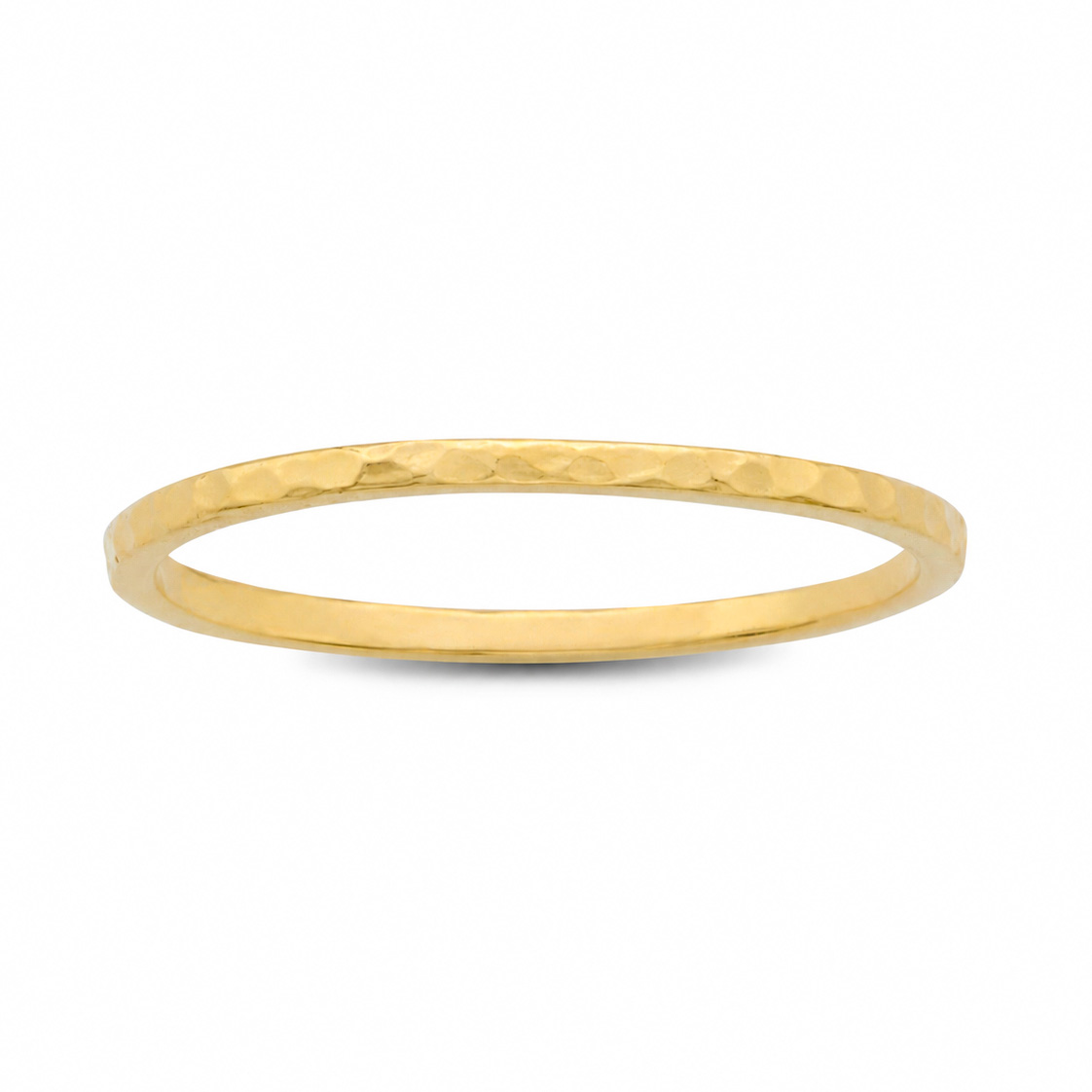 Solid 14K Yellow Gold Hammered Ring 1mm Size 1 - 15 Thin Gold Ring Midi Stack Band