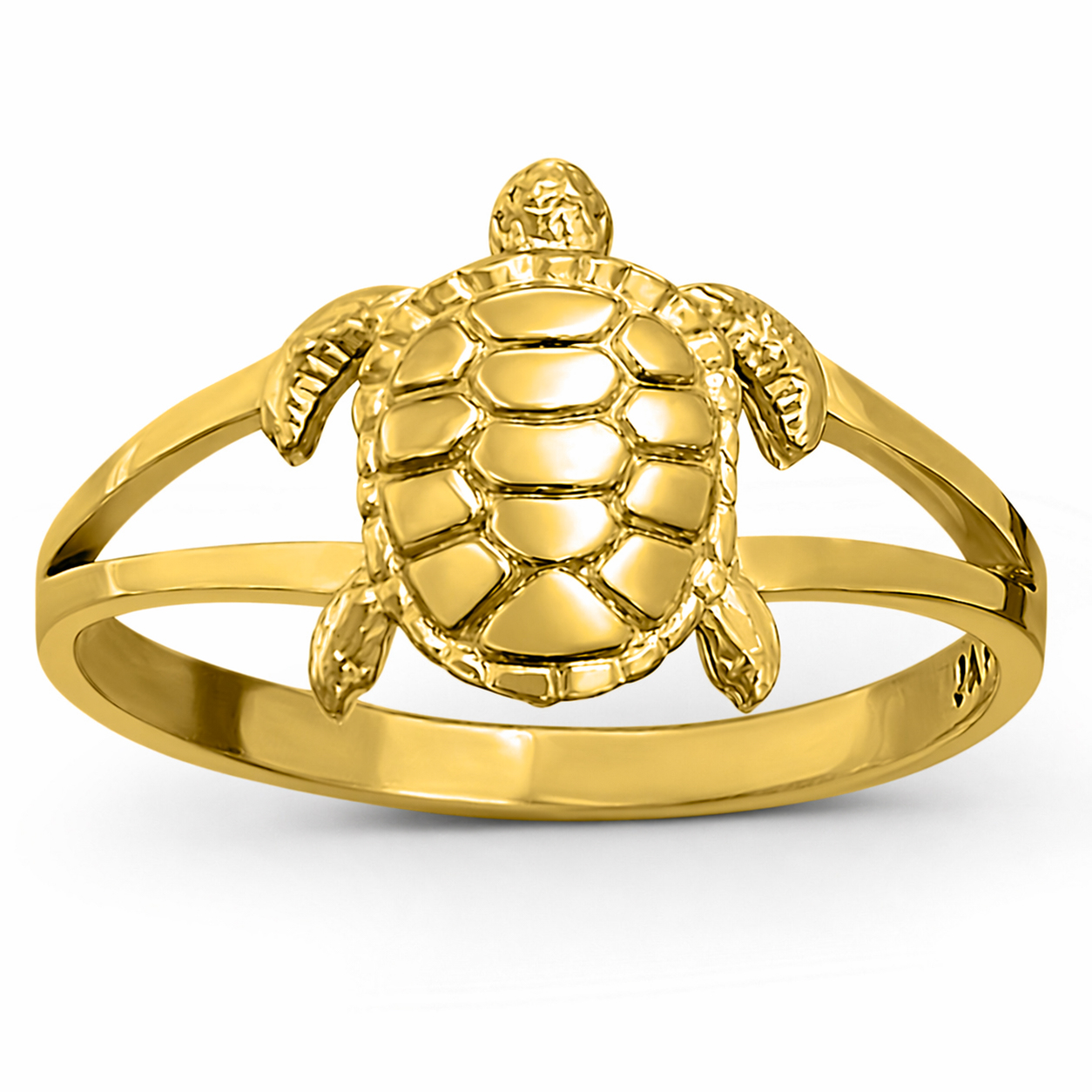 Solid 18K Women's Yellow Gold Turtle Ring Jewelry, Sizes 3 - 12