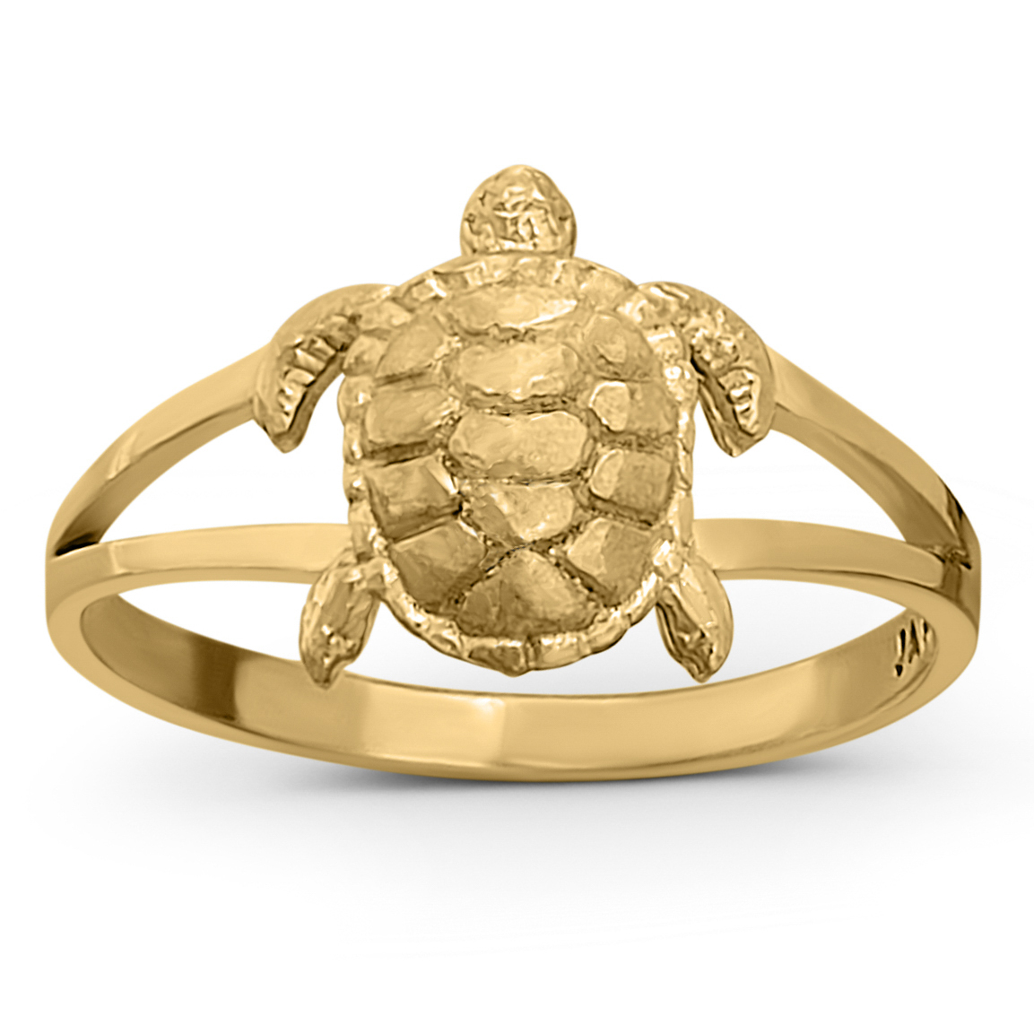 Solid 18K Women's Yellow Gold Turtle Ring Jewelry, Sizes 3 - 12